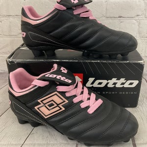 Lotto J2205.BLSP.5H Youth Leather Soccer Cleats Black Pink US 3.5