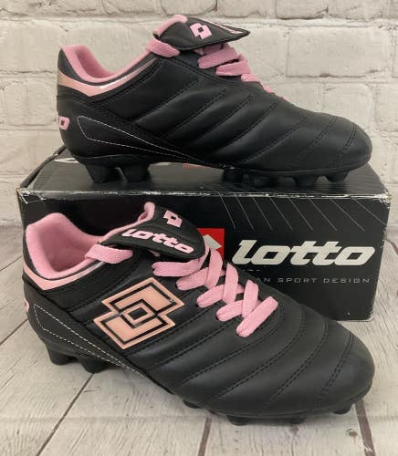 Lotto J2205.BLSP.5H Youth Leather Soccer Cleats Black Pink US 3.5