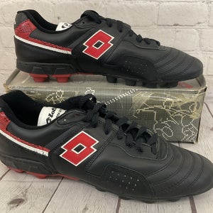 Lotto 44247 Men's KING COBRA Leather Soccer Cleats Black Red White US 12