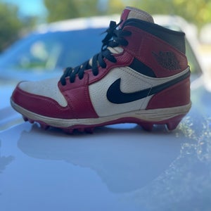 Red Men's Size M 8.0 (W 9.0) Youth Air Jordan High Top Molded Cleats (Used)