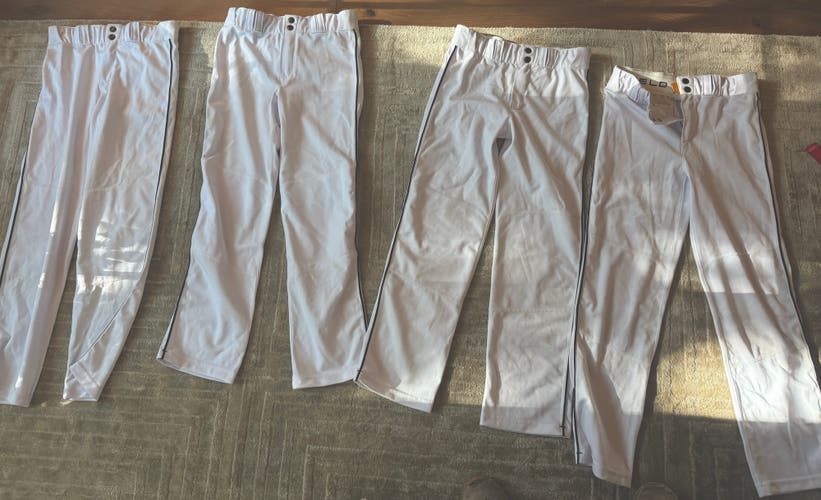 4 White Baseball Pants (Youth Large)