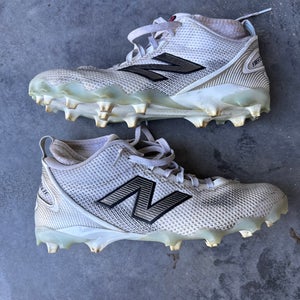 White Men's Size M 10.0 (W 11.0) Adult New Balance Mid Top Freeze Molded Cleats (Used)