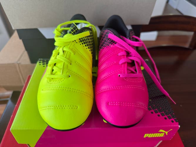 Puma evoPower 4.3 Tricks FG Jr Yellow Pink Unisex 1.5Y (Big Kids / Youth) Molded Cleats Cleats (New)