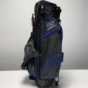 US Kids Golf Bundren UL 45 Stand Bag Black Blue 3-Way Divide Dual Strap Golf Bag