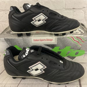 Lotto 63717 Men's U PU FLAMINIO PRO FE Leather Soccer Cleats Black White US 4.5