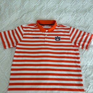 Columbia PFG Auburn University Orange/White Striped Men's Polo XL Omnishade