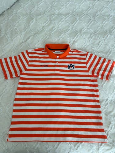 Columbia PFG Auburn University Orange/White Striped Men's Polo XL Omnishade