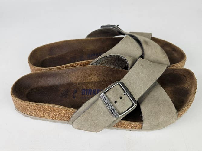Birkenstock Siena Taupe Nubuck Leather Sandals Cross Strap Women's Size: 38 / 7