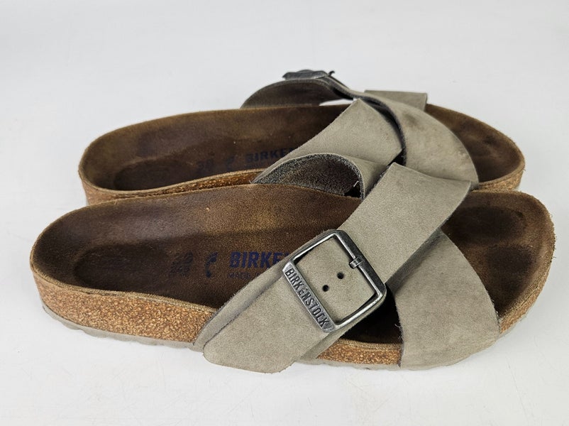 Birkenstock Siena Taupe Nubuck Leather Sandals Cross Strap Women's Size: 38 / 7