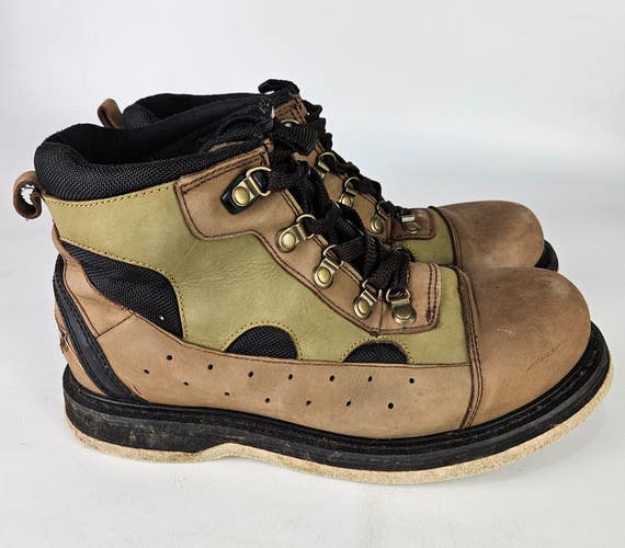 Redington Wading Boots Mens 10 Beige Leather Felt Bottom Fishing Outdoor 99447