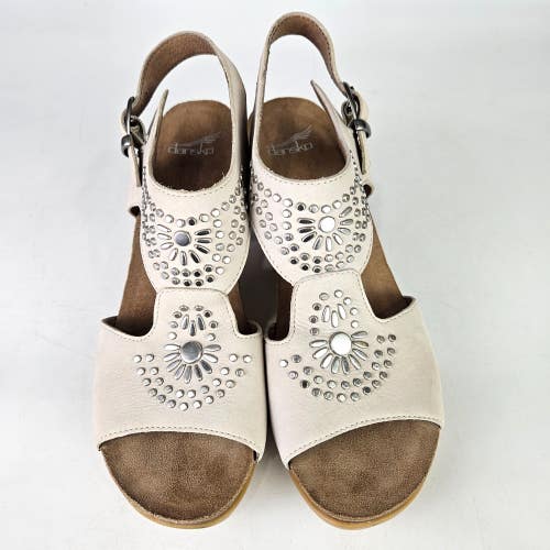 Dansko Deandra Sandals Womens 41 / 10.5 Beige Nubuck Leather Studded Slingback