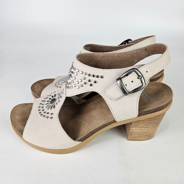 Dansko Deandra Sandals Womens 41 Beige Nubuck Leather