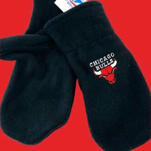 Chicago Bulls Vintage Late '90s NBA Adult Black Fleece NOS Mittens (New)