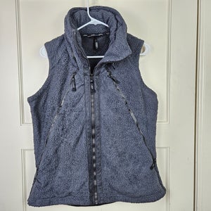 Kuhl Flight Vest Womens Full Zip Deep Pile Fleece Hooded Outdoors Size: L Gray