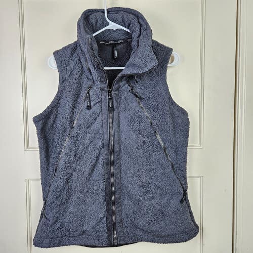 Kuhl Flight Vest Womens Full Zip Deep Pile Fleece Hooded Outdoors Size: L Gray