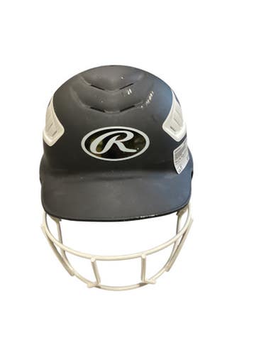 Used Rawlings BLACK HELMET W/MASK Batting Helmet w/Mask Black MD 11884-S000050612