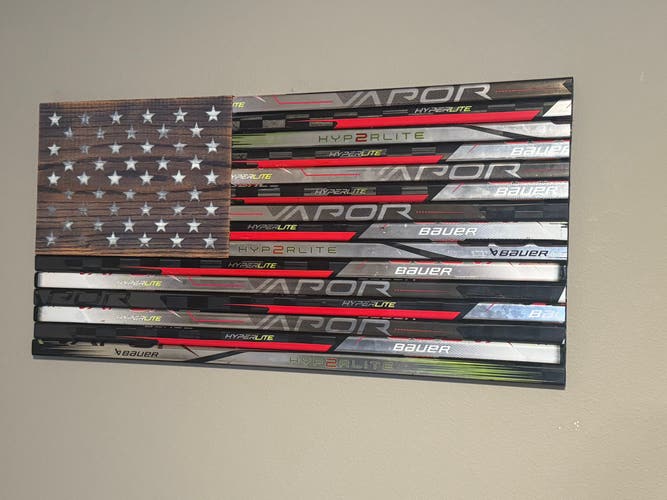 American Flag Hockey Stick Wall Art USA
