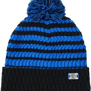 NEW Callaway Golf Black/Blue Winter Pom Pom Beanie/Cap
