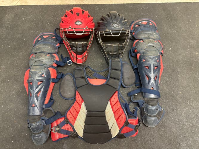 Mizuno Samurai Intermediate Catcher's Gear – Used (Red & Navy Combo)