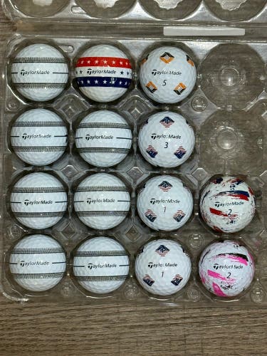 14 TaylorMade Stripe, Pix, and Ink Designs Golf Balls (TP5, TP5x, Speedsoft)