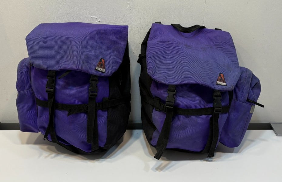 Vintage Avenir Purple Rear Bicycle Rack Pannier Bags GREAT Fast Shipping