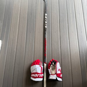 Macklin Celebrini Boston University CCM FT6 Pro Stick & Gloves
