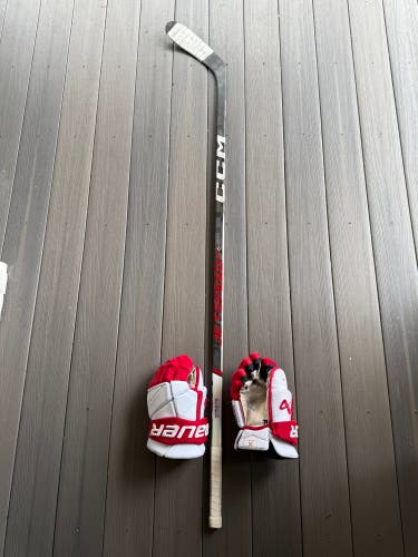 Macklin Celebrini Boston University CCM FT6 Pro Stick & Gloves