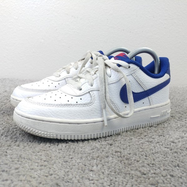 Nike Air Force 1 Low Boys Size 1Y Shoes  Low Top White Blue Swoosh CZ1685-101