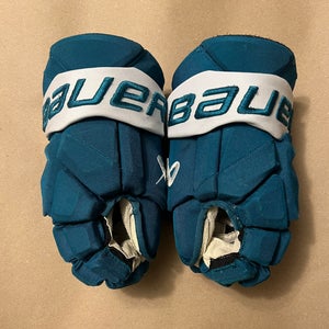 San Jose Sharks Teal Bauer Hyperlite Gloves 14” FERRARO