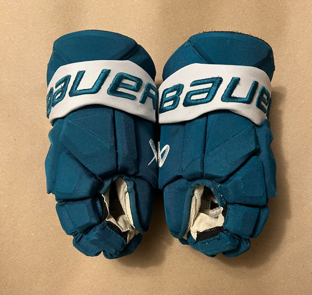 San Jose Sharks Teal Bauer Hyperlite Gloves 14” FERRARO