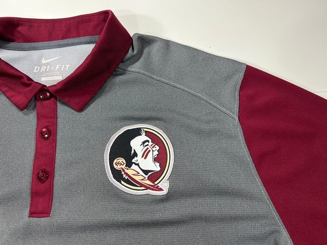 Nike Dri-FIT FSU Seminoles Polo Golf Shirt Garnet/Gray Men's XL 32772X-FS5