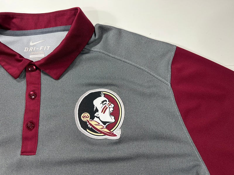 Nike Dri-FIT FSU Seminoles Polo Golf Shirt Garnet/Gray Men's XL 32772X-FS5