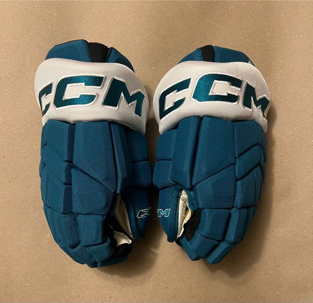 San Jose Sharks Teal CCM Tacks Gloves 14” WARSOFSKY