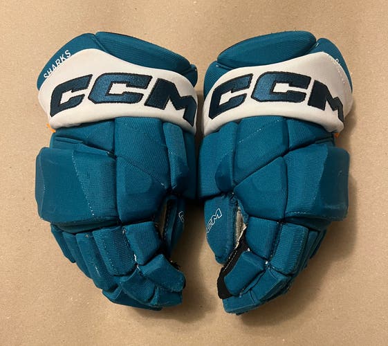 San Jose Sharks Teal CCM Jetspeed Gloves 14”