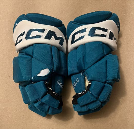 San Jose Sharks Teal CCM Jetspeed Gloves 14”