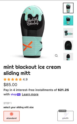Mint blackout ice cream sliding mitt Sliding Mitt (Used)