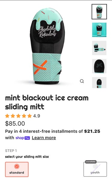 Mint blackout ice cream sliding mitt Sliding Mitt (Used)