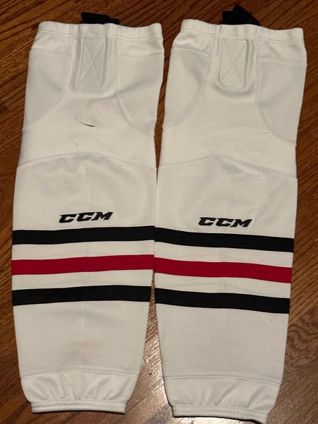 Intermediate CCM Socks (Used) White With Red And Black Stripes