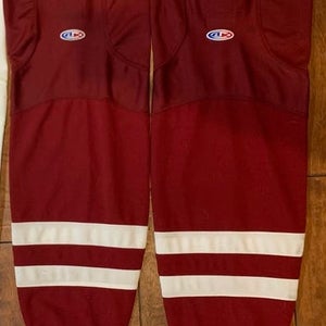 AK Made in Canada Large 30" Socks Maroon & White *Read Full Description*