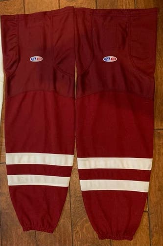 AK Made in Canada Large 30" Socks Maroon & White *Price is Firm - Read Full Description*