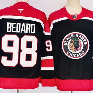 Chicago Blackhawks 98 Connor Bedard Red Ice Hockey Jerseys Size 50