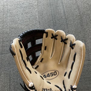Used Wilson A450 BB/SB Glove RH Throw Black And Tan 12" 11614-S000218988