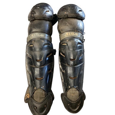 Used All-Star S7X SHIN GUARDS Catchers Leg Guards Black And Grey Intermed 11760-S000079288