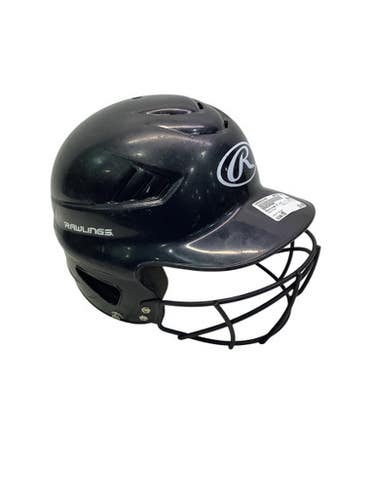 Used Rawlings 6 1/2 - 7 1/2 Batting Helmet w/Mask Black MD 11347-S000253159