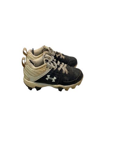 Used Under Armour 12 SPIKE BB CLEATS BB/SB Cleats Black And White Youth 08.0 11347-S000253064