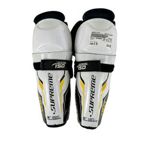 Used Bauer SUPREME 150 Hockey Shin Guards White 8" 11506-S000277238