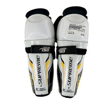 Used Bauer SUPREME 150 Hockey Shin Guards White 8" 11506-S000277238