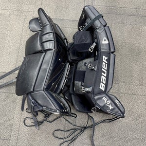 Used Bauer RE-FLEX RX8 Hockey Goalie Leg Pads Black 30" +1" 11506-S000281535