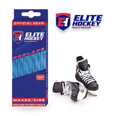 New Elite Hockey Waxed Laces Columbia Blue/Navy 72" 11506-ELTCBN72