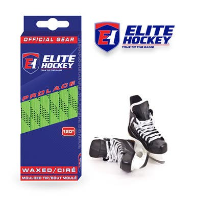 New Elite Hockey Waxed Laces Lime Green/Black 108" 11506-ELTLGB108